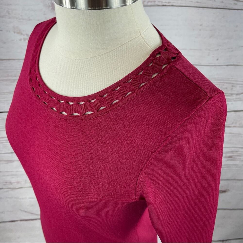 Whbm Raspberry Color Top With Unique Neckline - image 6